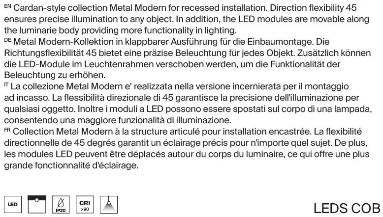 Corp incastrabil cu 2 spoturi LED directionabile Metal Modern negru