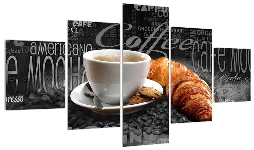 Tablou cu cafea și croissanți (125x70 cm), în 40 de alte dimensiuni noi