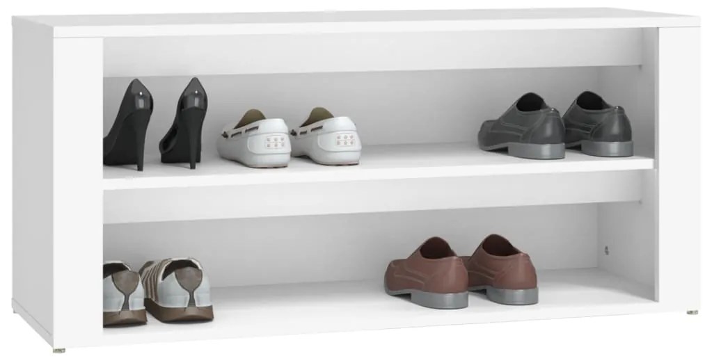 Suport pantofi, alb, 100x35x45 cm, lemn prelucrat