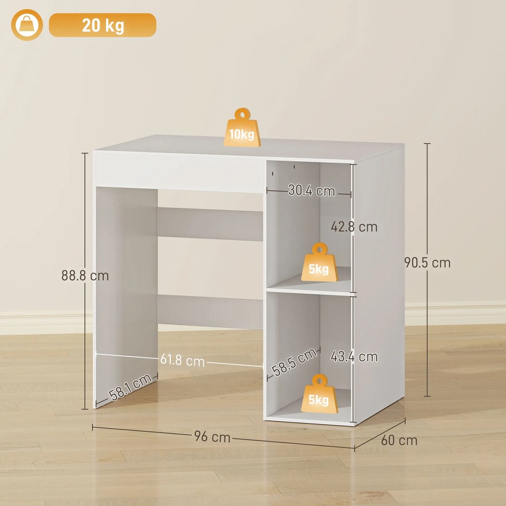 HOMCOM Dulap deasupra Mașinii de Spălat, Mobilier Modern cu Rafturi Deschise, Spațiu Economisit pentru Baie și Rufe, 96x60x95 cm, Alb | Aosom Romania