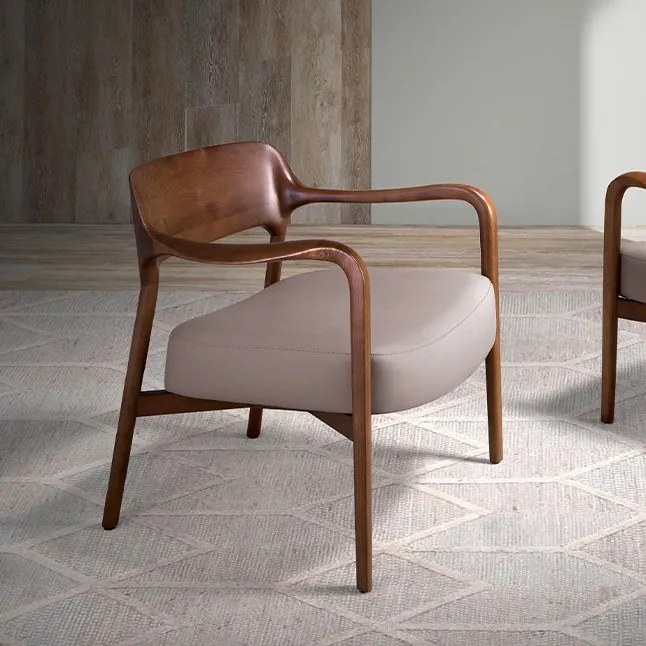 Fotoliu design modern din lemn tapitat din piele eco Mink