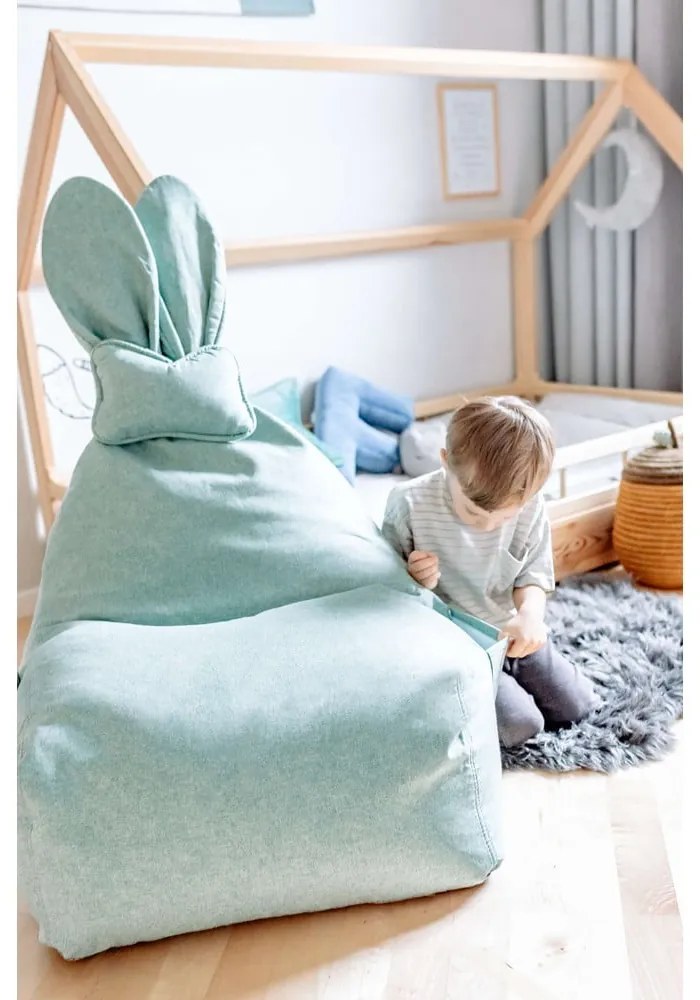 Fotoliu sac pentru copii The Brooklyn Kids Funny Bunny, verde