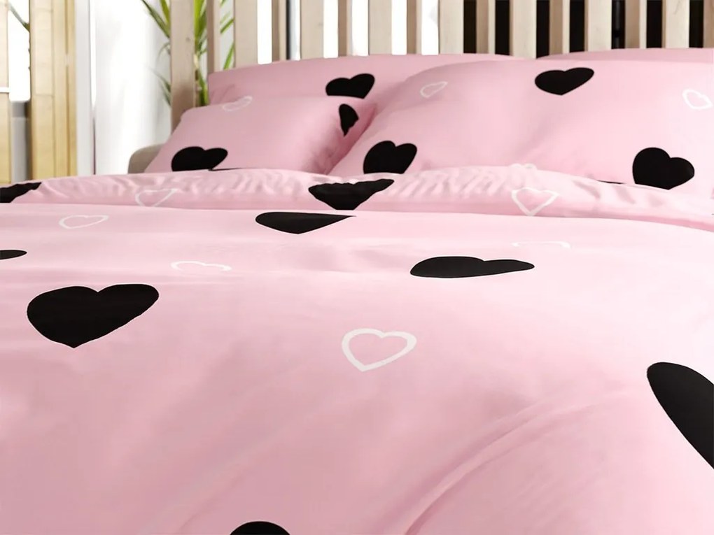Lenjerie de pat policoton CORAZON POLY roz Dimensiune lenjerie de pat: 70 x 90 cm | 140 x 200 cm