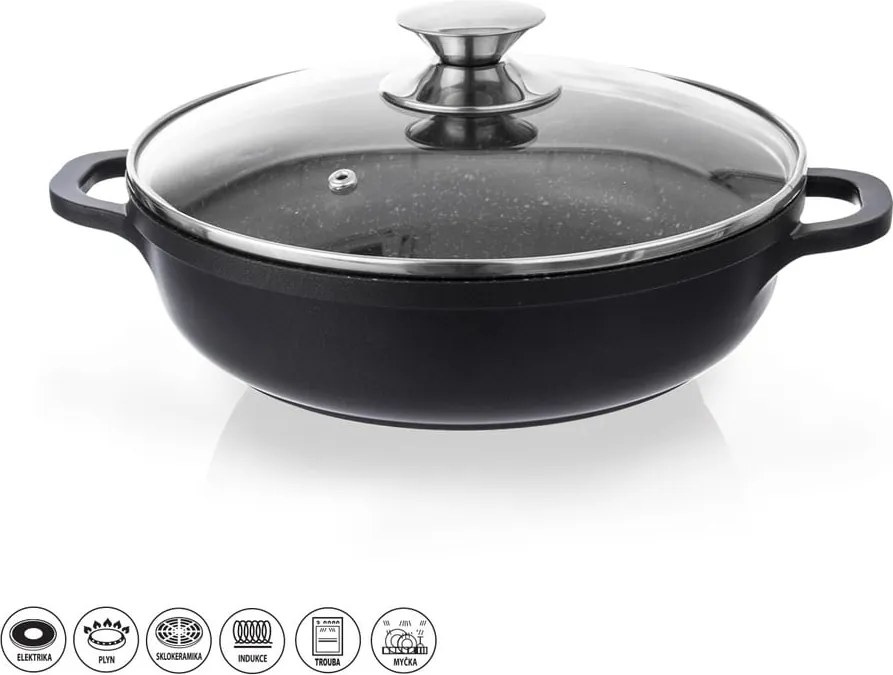 Oală din aluminiu neaderent cu capac din sticlă Orion Grande, ⌀ 24 cm