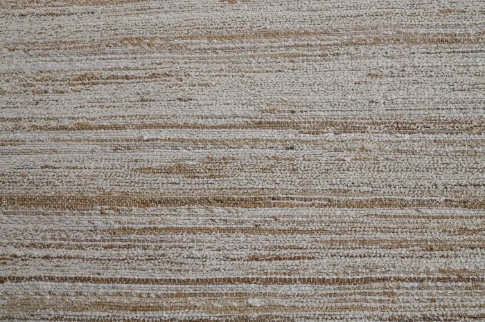 Covor din bumbac și iută țesut manual, antiderapant, bej natural, 200 x 300 cm, 1800 GSM, „Cotton Jute Carpet"