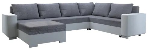 Colțar tapițat extensibil reversibil în U YORK, alb/gri