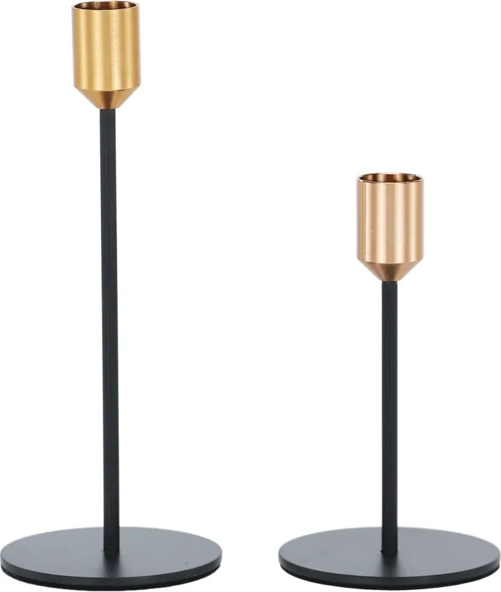 Set două sfeşnice, negru/auriu, ARLOB