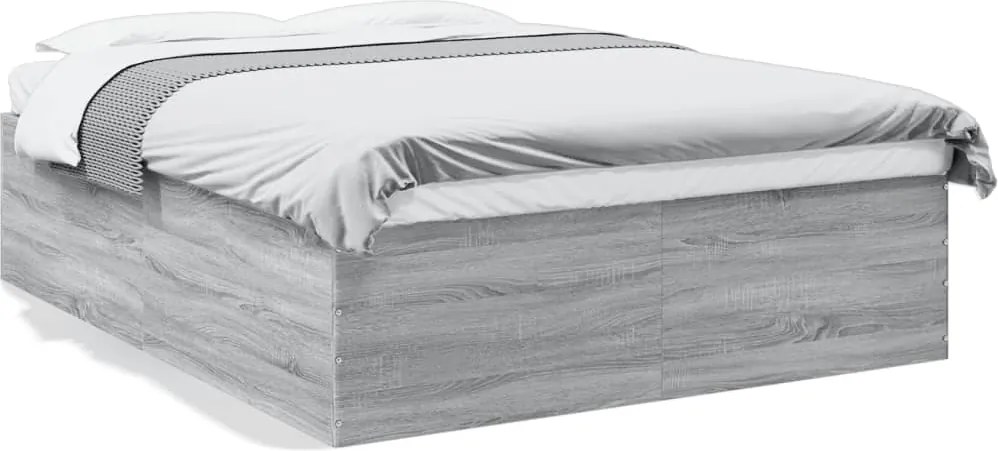 vidaXL Cadru de pat, gri sonoma, 150x200 cm, lemn prelucrat