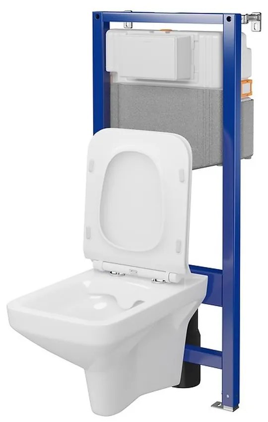 Set vas wc suspendat Como CleanOn cu capac soft close si rezervor incastrat C39 Aqua 50