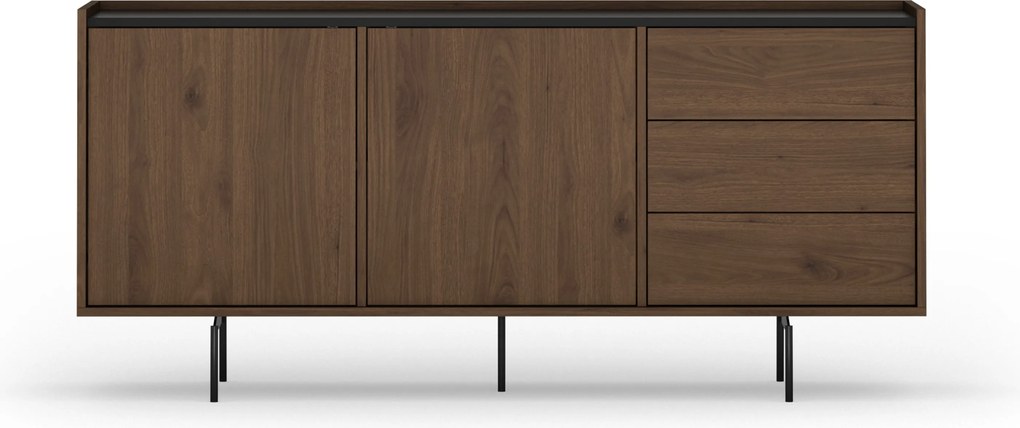 Comodă Zenar 170 cm cu sertare - nuc elegant / negru