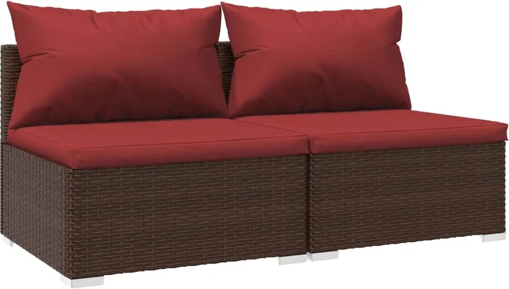 vidaXL Set mobilier relaxare grădină cu perne 2 piese maro poliratan