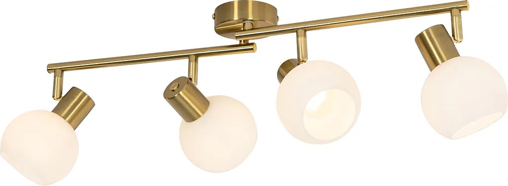 Spot luminos inteligent de tavan auriu cu sticlă opală 4 lumini reglabil incl. 4 Wifi P45 - Anouk