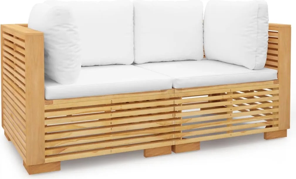 vidaXL Canapele de colt de gradina cu pernuțe 2buc., lemn masiv de tec