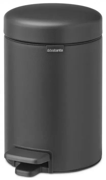 Cos de gunoi cu pedala Brabantia NewIcon 1001102, 3 L, Inchidere lina, Baza antiderapanta, Finisaj mineral, Gri inchis