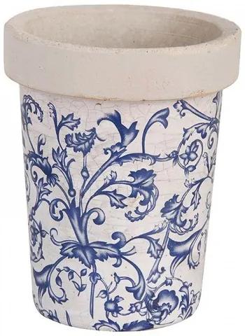 Ghiveci pentru exterior, din ceramica, Aged Round Gri / Albastru, Ø12,5xH15,8 cm