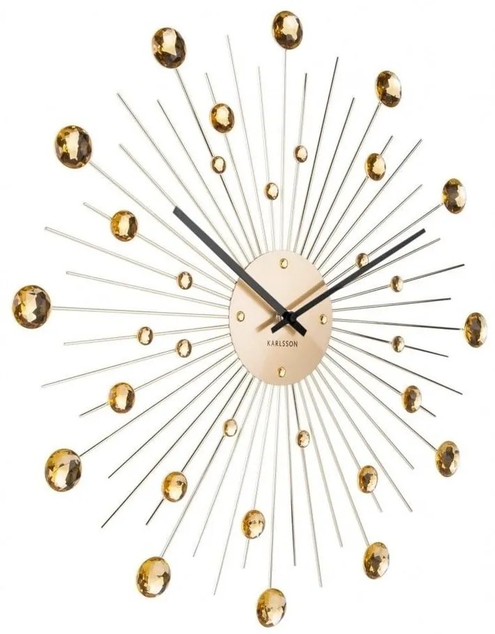 Ceas de perete cu cristale aurii Karlsson Sunburst, auriu