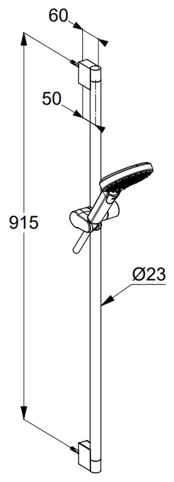 Set de dus Kludi Dive X 3S cu bara 90 cm, para si furtun crom lucios