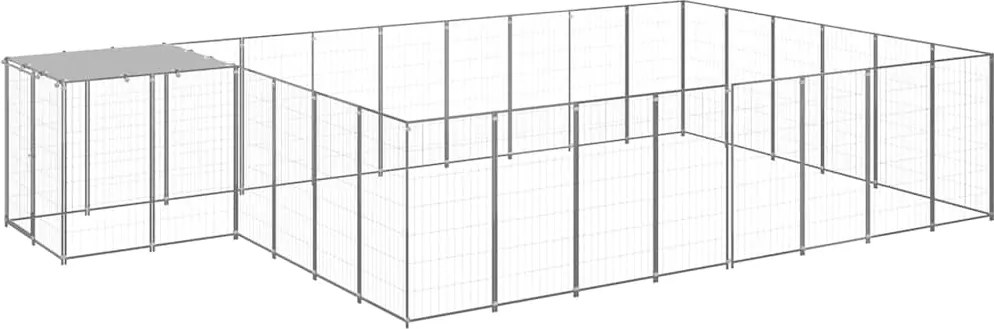 vidaXL Padoc pentru câini, argintiu, 15,73 m², oțel