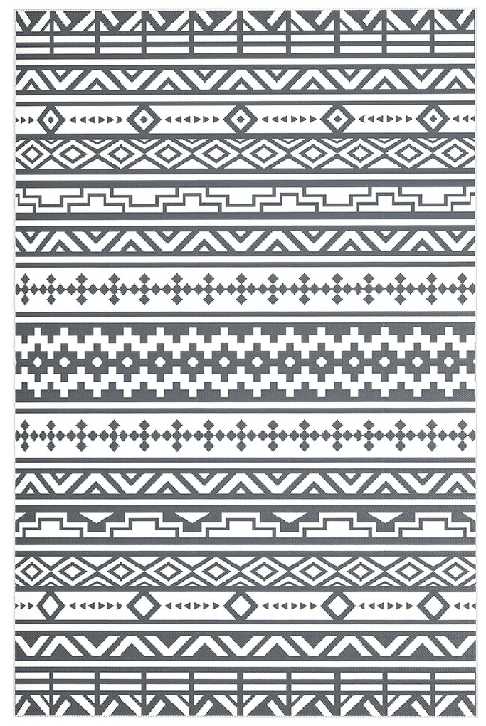 Outsunny Covor Reversibil de Exterior Impermeabil, din Paie de Plastic, 182x274 cm, Gri Închis și Alb | Aosom Romania