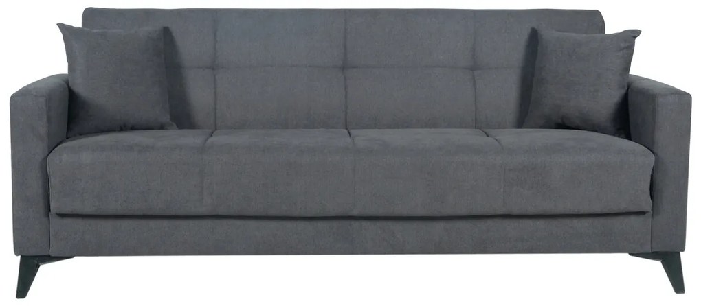 Canapea extensibila Fabio, 3 locuri, 215x82x92 cm, lada depozitare, Gri deschis