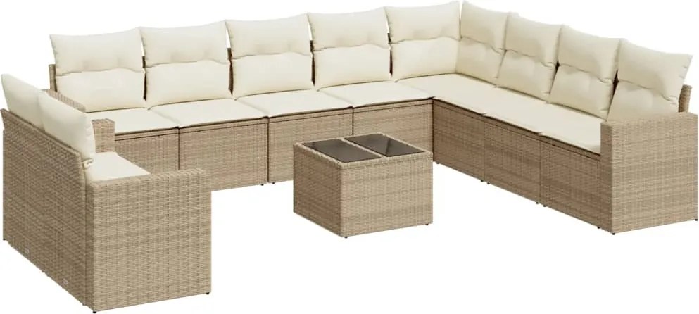 vidaXL Set canapele de grădină cu perne, 11 piese, bej, poliratan