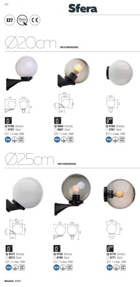 Abajur de rezervă Redo 9770 SFERA d. 25 cm IP44 maro