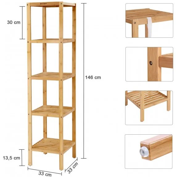 Raft Baie Bamboo 1, 33 x 33 x 146 cm
