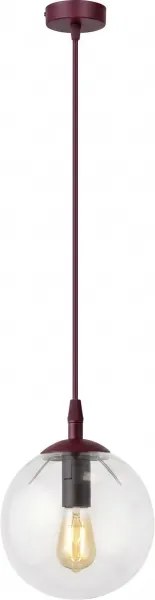 Lustră pe cablu COSMO 1xE14/10W/230V Ø 14 cm roșie/transparentă