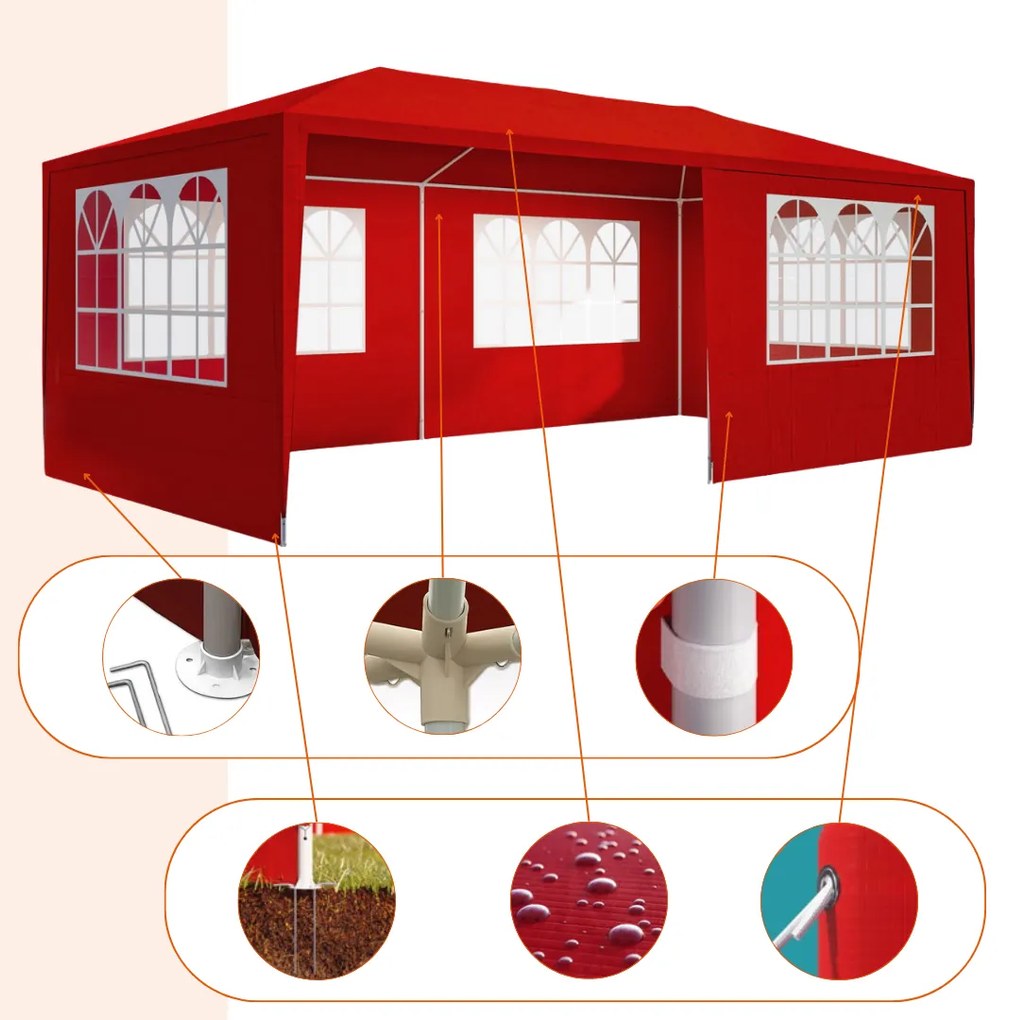 Cort de petrecere NEAPOL, 3x6m, roșu Jurhan