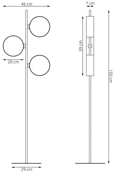 Lampadar DRUMZ 3xE14/10W/230V negru/gri