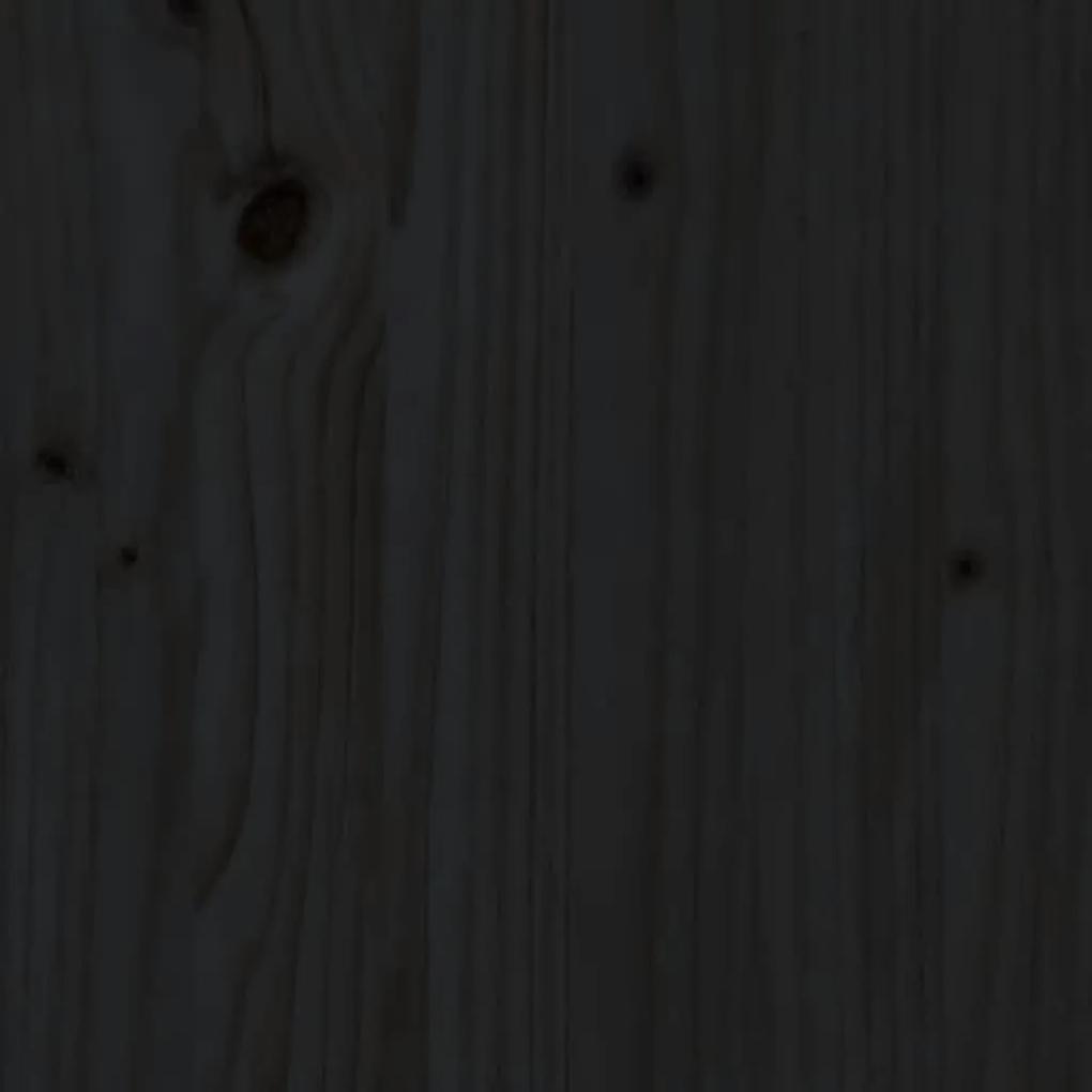 Tablie de pat, negru, 206x4x100 cm, lemn masiv de pin 1, Negru, 206 x 4 x 100 cm