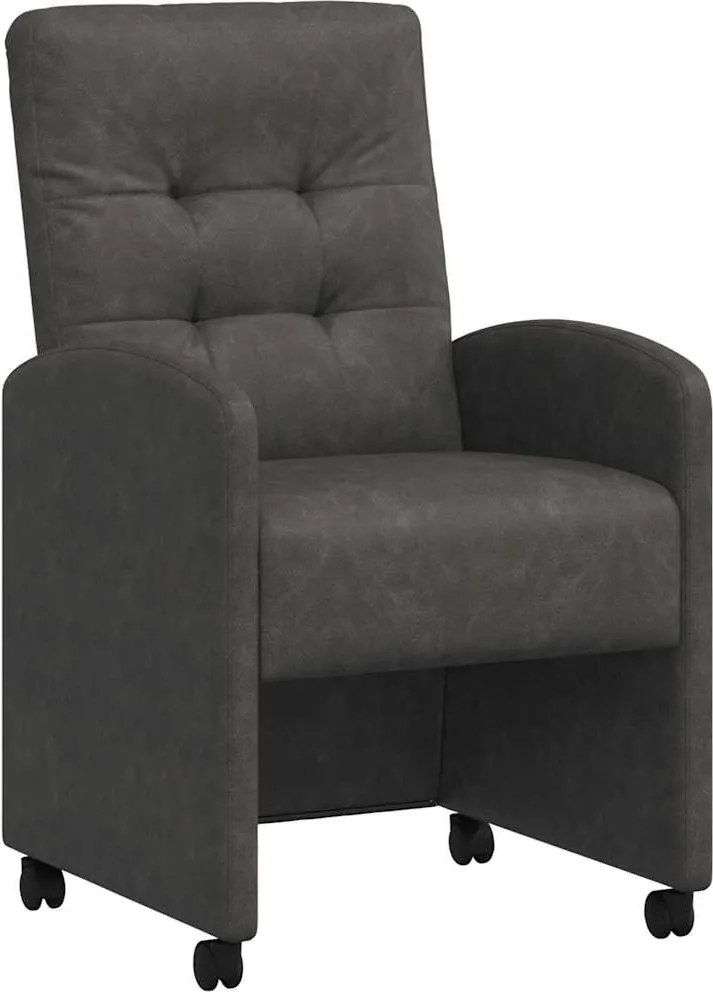 vidaXL Scaune de dining cu roți cu roți 2 pcs Negru 58 x 67 x 97 cm