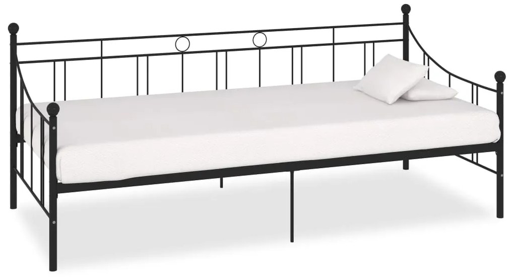vidaXL Cadru pat de zi, negru, 90x200 cm, metal