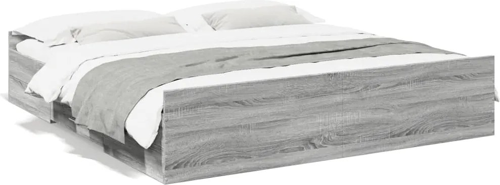 vidaXL Cadru de pat cu sertare gri sonoma 180x200 cm lemn prelucrat