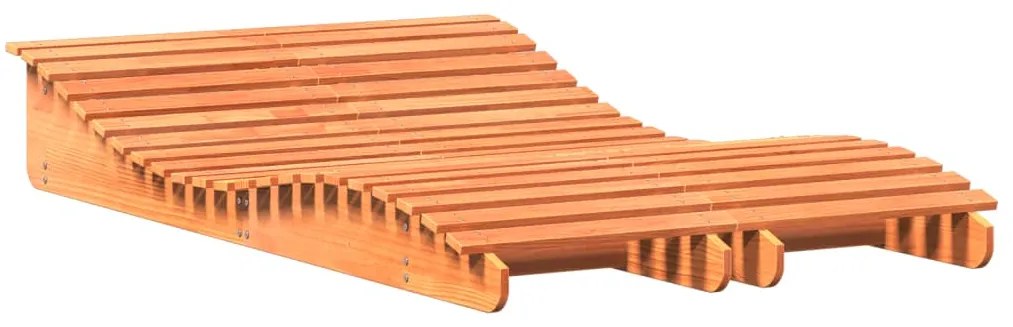 844651 vidaXL Șezlonguri, 2 buc., maro ceruit, 205x60x31,5 cm, lemn masiv pin