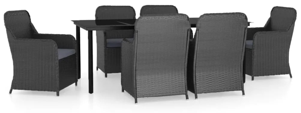 3099533 vidaXL Set de masă pentru grădină, 7 piese, cu perne, negru