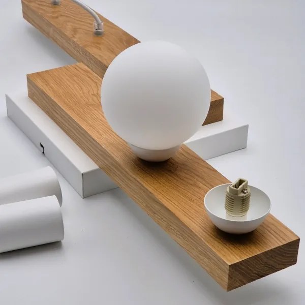 Lustră pe cablu CORTINA 2xE27/15W/230V + 2xG9/5W/230V alb/stejar