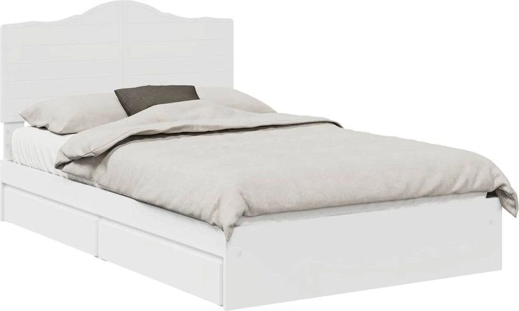 vidaXL Pat cu storage cu headboard Alb 120 x 190 cm Lemn compozit