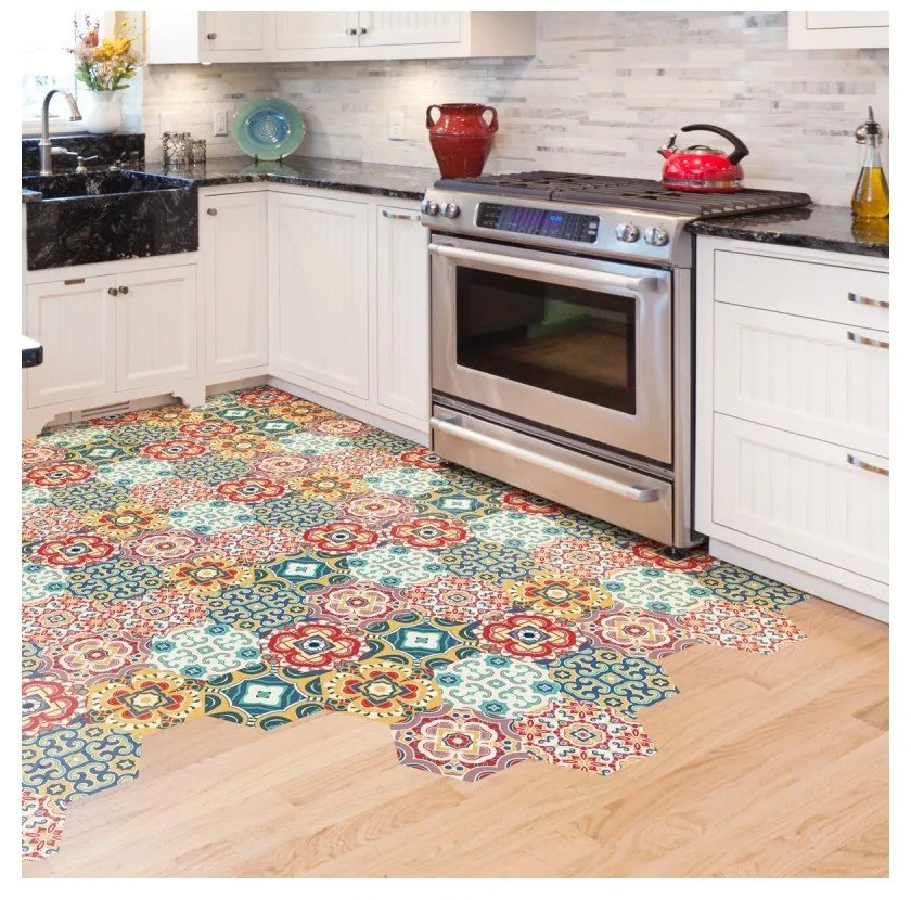 Set 10 autocolante de podea Ambiance Hexagons Lorena, 40 x 90 cm