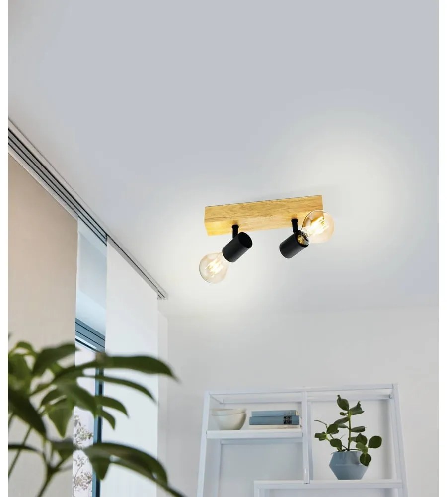 Plafonieră neagră/în culoare naturală 5x30 cm TOWNSHEND 3 – EGLO