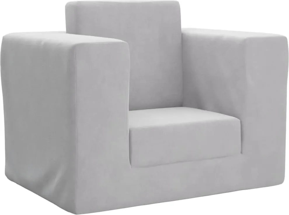 vidaXL Canapea extensibilă pentru copii, gri deschis, pluș moale