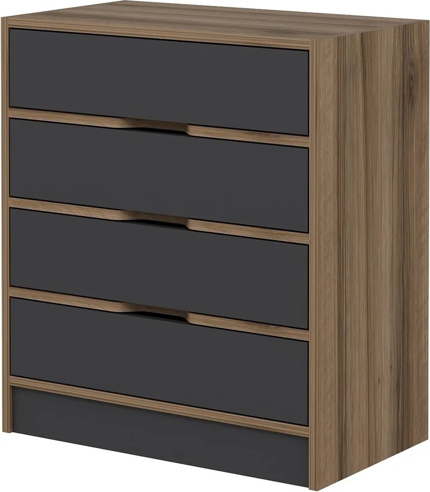 Dulap, Hanah Home, Elina, 70x40x79 cm, Nuc / Antracit