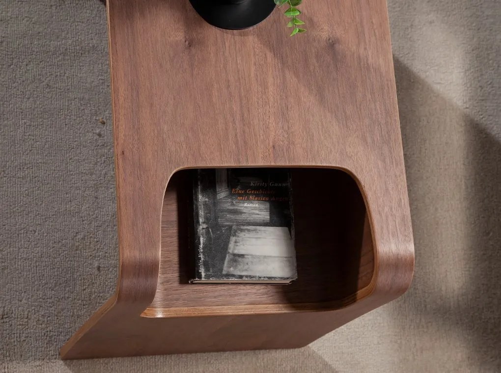 Masuta auxiliara cu spatiu pentru depozitare Walnut Wood