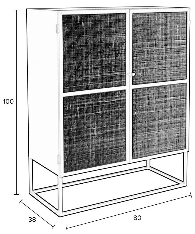 Comodă înaltă din ratan 80x100 cm Guuji - White Label