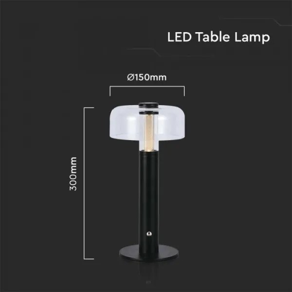 Lampă de birou LED reglabilă, reîncărcabilă, 1W, 5V, 3000K, 1800 mAh, neagră