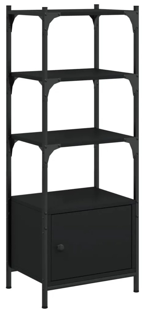 838998 vidaXL Bibliotecă cu 3 niveluri, negru, 41x30x109,5 cm, lemn prelucrat