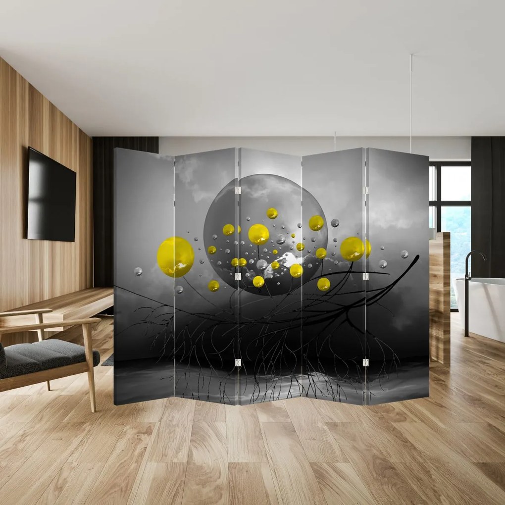 Paravan - Bile abstracte galbene (210x170 cm)
