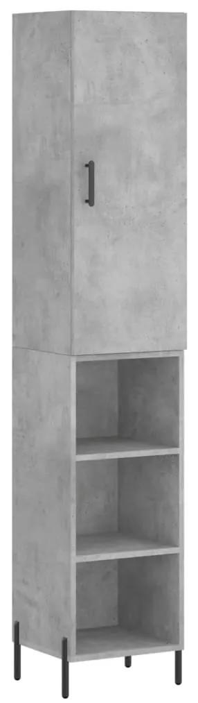 3198989 vidaXL Dulap înalt, gri beton, 34,5x34x180 cm, lemn prelucrat