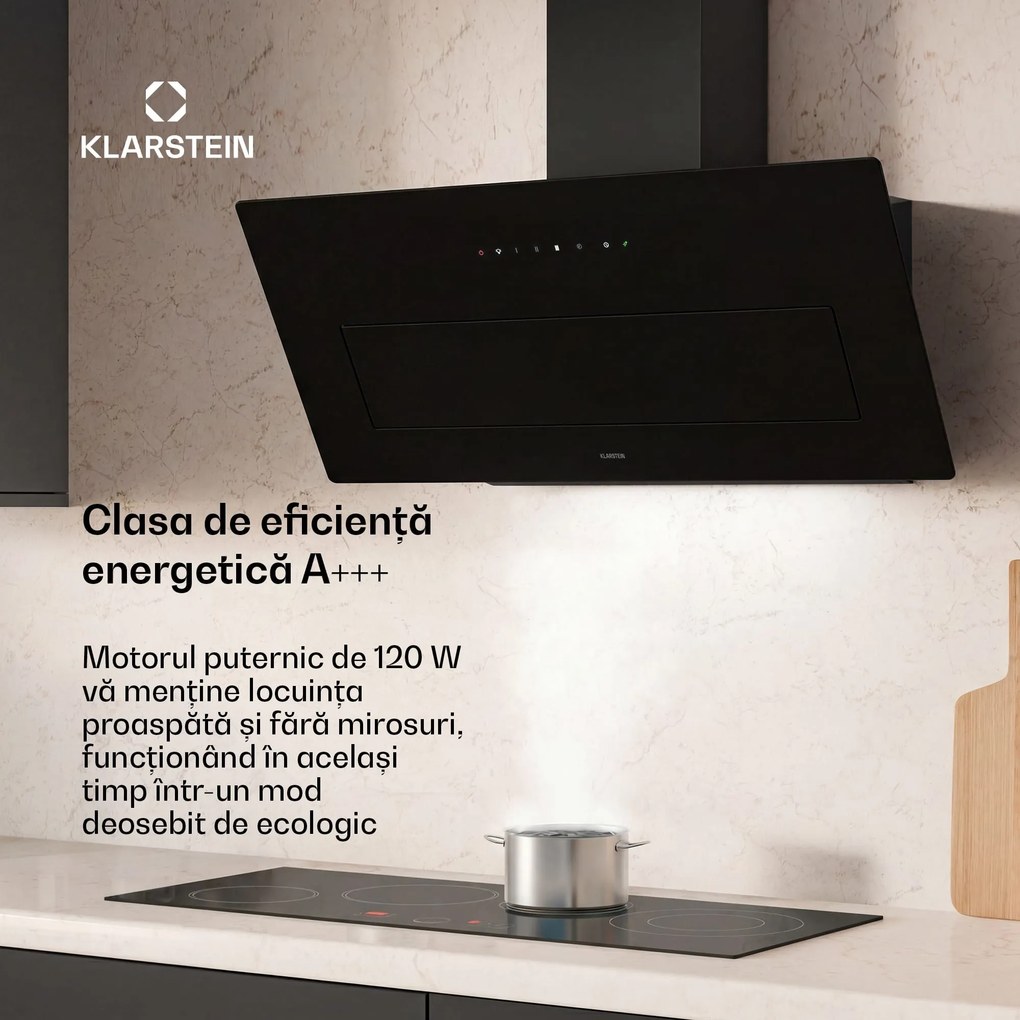 Klarstein SleekAir hotă fără corp | Mod evacuare și recirculare | Design elegant | 720 m³/h | 90 cm