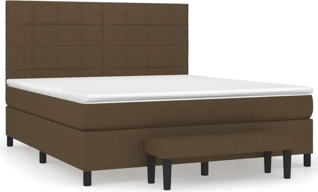 vidaXL Pat box spring cu saltea, maro închis, 160x200 cm, textil